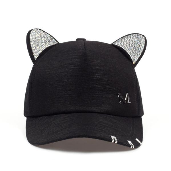 

hat черный женский с мяу белые летние кольца уши и кружева cat девочка pink new fall cap cute baseball 2019 jfgqa