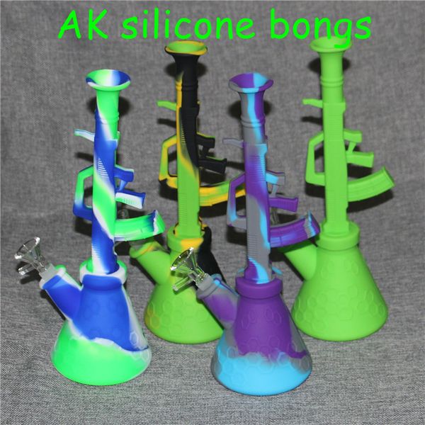 AK projeto copo de silicone da tubulação de água Mini Silicone taça Bong Oil Rig inquebrável bong com 14 milímetros Glass Bowl