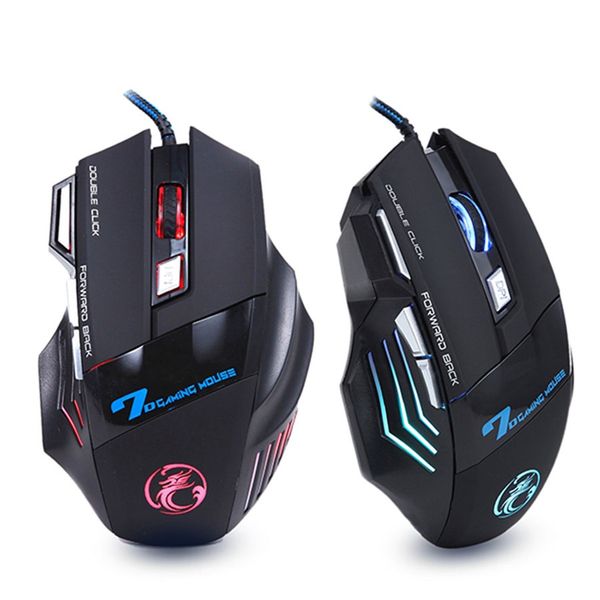 iMice X7 Mouse da gioco ergonomico cablato Mouse 7 pulsanti LED 3200 DPI USB Mouse per computer Gamer Mause con retroilluminazione per PC portatile