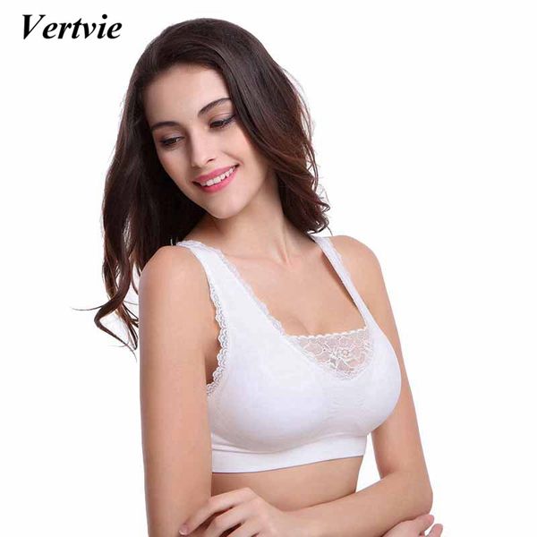 

vertvie women yoga bra solid lace up seamless wireless bra prevent exposed women brassiere soft underwear female weave, White;black