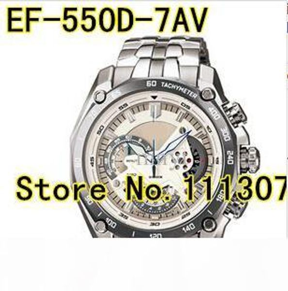 

wholesale-ef-550d-7av new men's white dial sport watch ef-550d ef 550d white dial wristwatch with 1 20 satch pendulum function, Slivery;brown