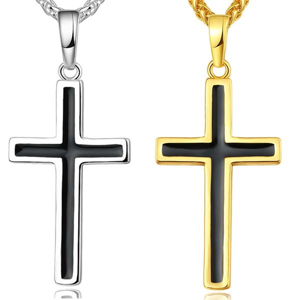 

cross enamel pendant necklace stainless religious christian jewelry for men/women sweet color christmas gifts, Silver