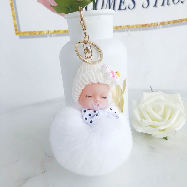 

2020 pom pom брелока младенец брелок поддельного мех pom key chain женщина аксессуар автомобиль брелок брелка бесплатная доставка, Silver