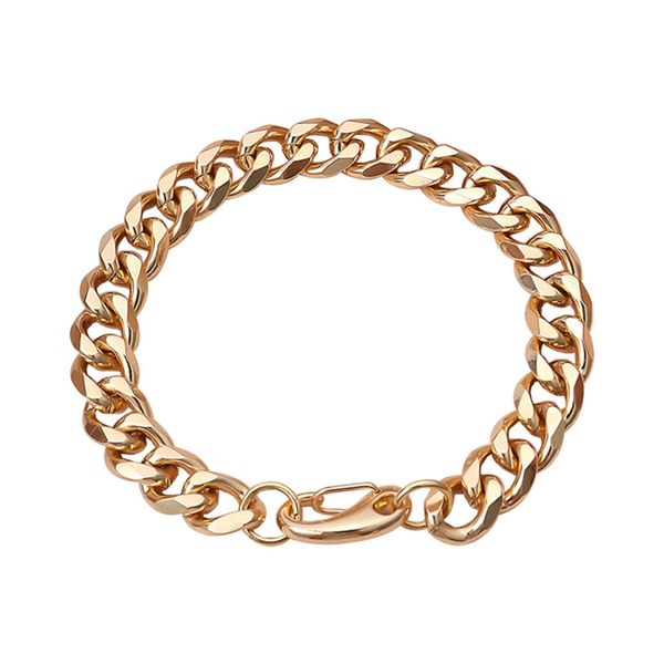 

men's bracelet curb cuban link chain stainless steel mens womens bracelets bangle gold tone no fade 3mm to 11mm, Black