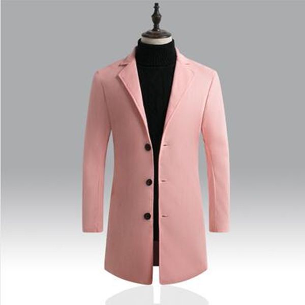 

2020 new winter woolen coat men leisure long sections woolen coats mens pure color casual fashion jackets / casual men overcoat, Black