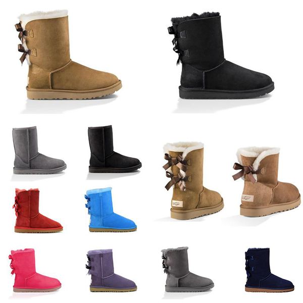 

booties for women boots snow boots classic ankle short bow fur winter triple women fashion red brown black shoe