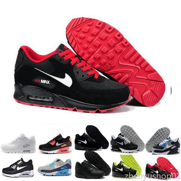 

wholesale 2019 air cushion casual running shoes black white red men women tn sneakers classic air90 trainer outdoor sports shoe z1