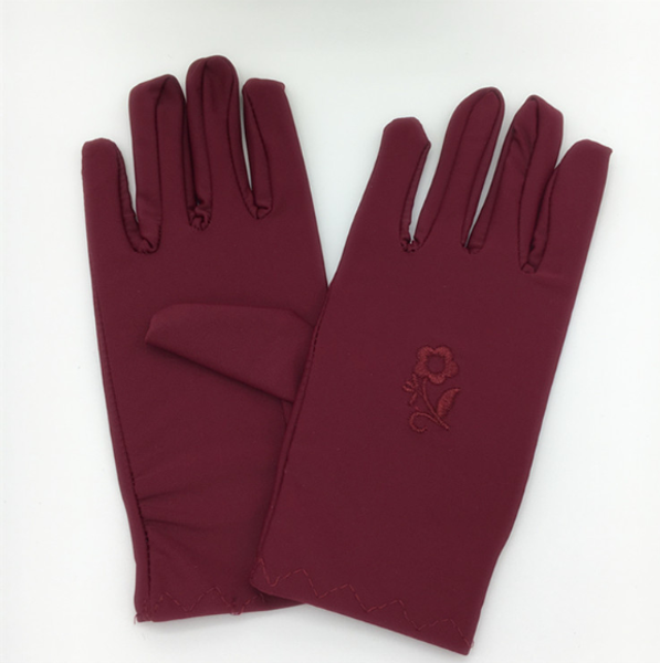 

1pair 2020 summer women' spandex short elastic embroidered sunscreen gloves female uv-proof sun protection driving gloves, Blue;gray