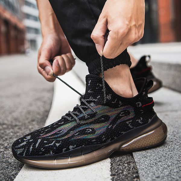 

summer men's shoes breathable casual sneakers mesh fashion outdoor walking shoes, Black