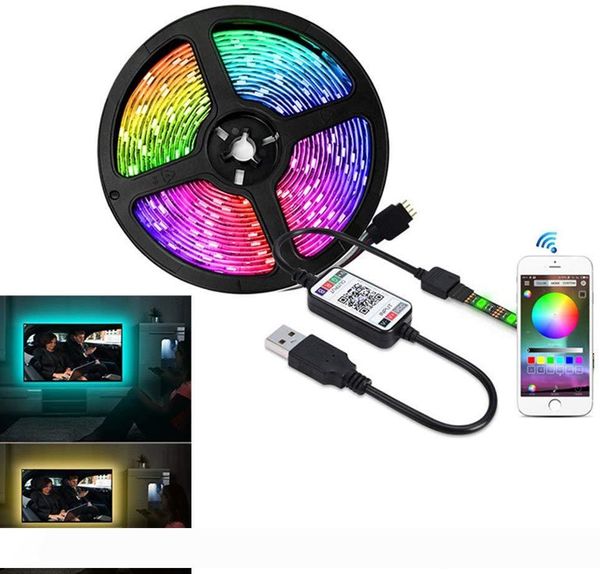 

LED Strip Light, DC5V Bluetooth Control RGB SMD5050 30 LEDs m LED USB Colorful Sync to Music & Timer Flexible Backlight Kit for TV Backlight