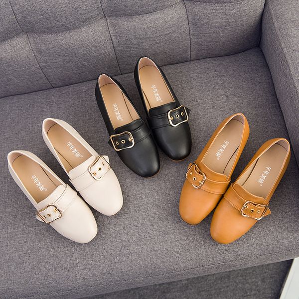 

2020 новой женской обуви дикая квадратная головка толщиной с большим размером 40-43 ярдов небольшая кожаная обувь с бабушкой, Black