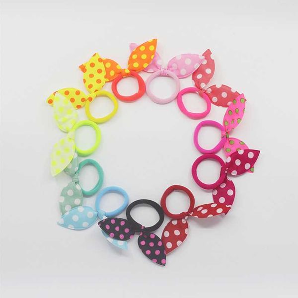 

10/20pcs children cute dot bow ears headband girls ponytail holder hair ring kids hair band accessories, Slivery;white