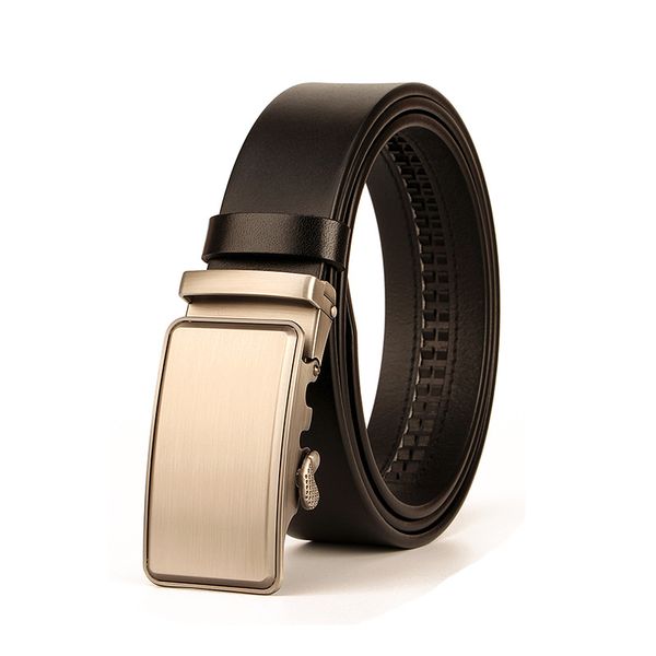 

Mens Full-Grain Leather Automatic Checkoff Business Leather Belt Fashion Leisure Waistband Italy Tanned Leather Automatic Checkoff