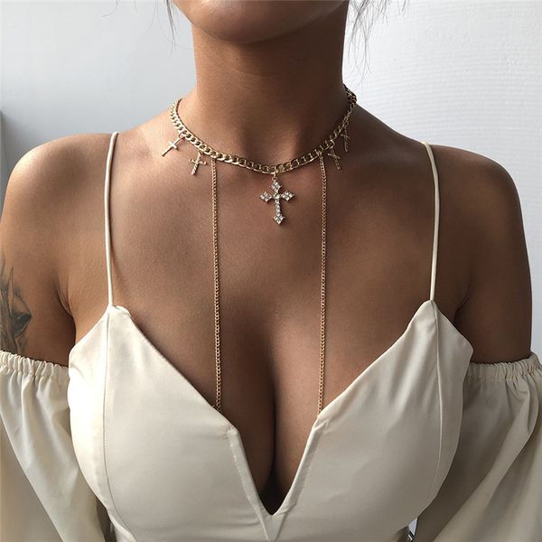 

new women necklaces jewelry cross choker necklace tassel chain classic trendy girls jewelry tassel necklace collares, Silver