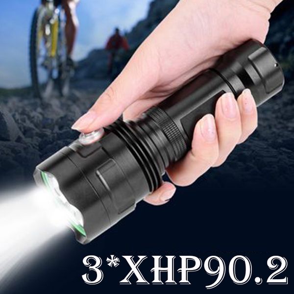 

most powerful 3pcs xhp90.2 lamp beads tactical torch xhp50.2 usb rechargeable 26650 battery lamp suitable for camping