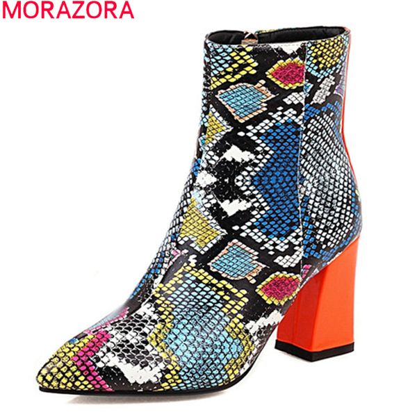 

morazora 2020 big size 33-48 women boots ladies shoes fashion pointed toe high heels shoes autumn winter ankle boots, Black