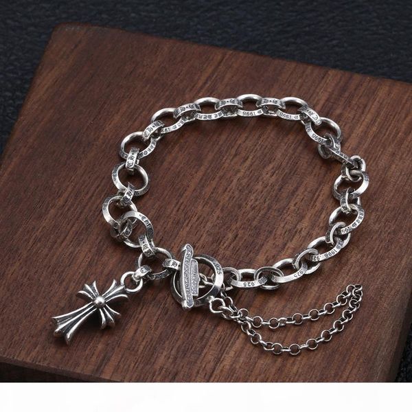 

brand new 925 sterling silver vintage jewelry antique silver hand-made designer solid sterling silver cross charm bracelet, Golden;silver