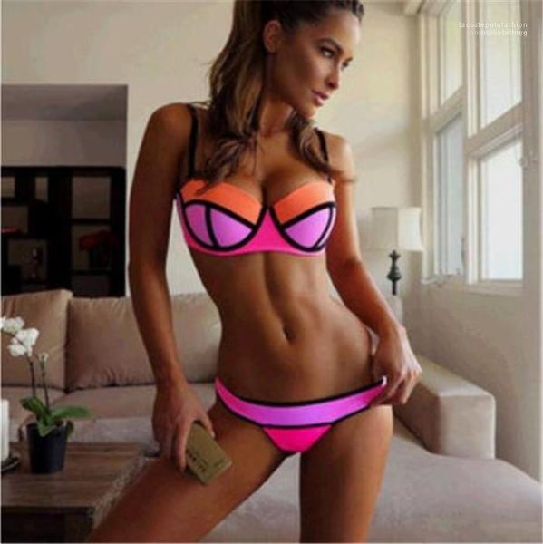 

beach swimwear new women joint color tankinis printed designer bikinis lady 2pcs bathing suit summer, White;black