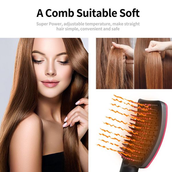 

curling brush iron comb electric straightener air curler hair czyah hairclippersstore, Black