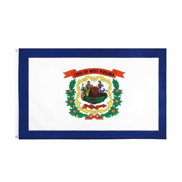 West Virginia Flag Direct Factory Wholesale 3x5fts 90x150cm Mountain State Banner EUA Ordem mista para decoração de suspensão