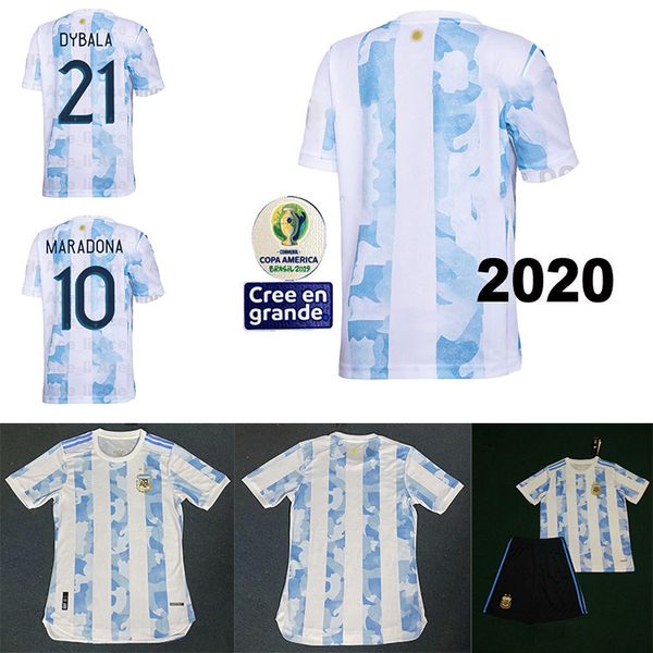 

2021 argentina home soccer jersey messi dybala di maria aguero higuain 20 21 copa america away football shirt, Black;yellow
