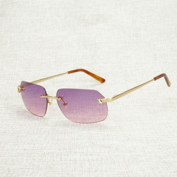 

vintage leopard style sunglasses men rimless new lens shape metal frame gafas women for beaching club accessories oculos shades, White;black