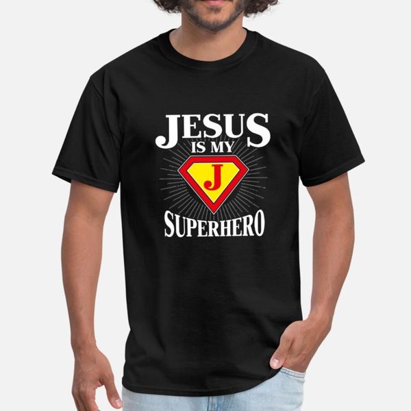 

jesus is my superhero god faith believer gift t shirt men print short sleeve crew neck trend interesting breathable spring autumn normal