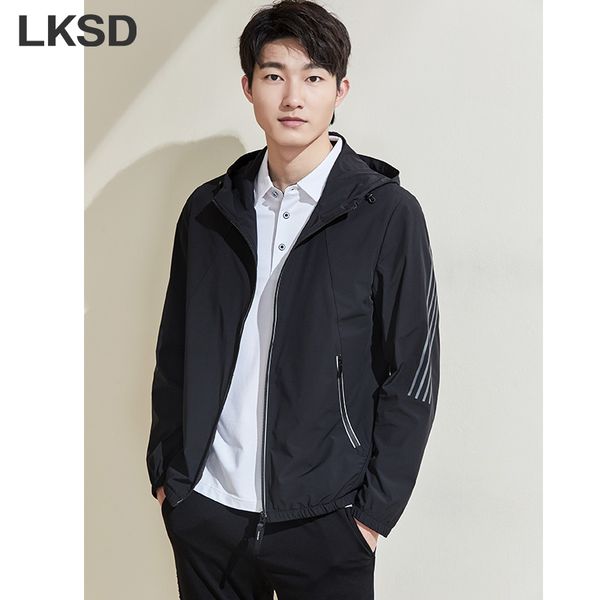 

men's jackets ldsd autumn jacket fashion hooded stripe men windbreaker causal loose coat s01070068, Black;brown