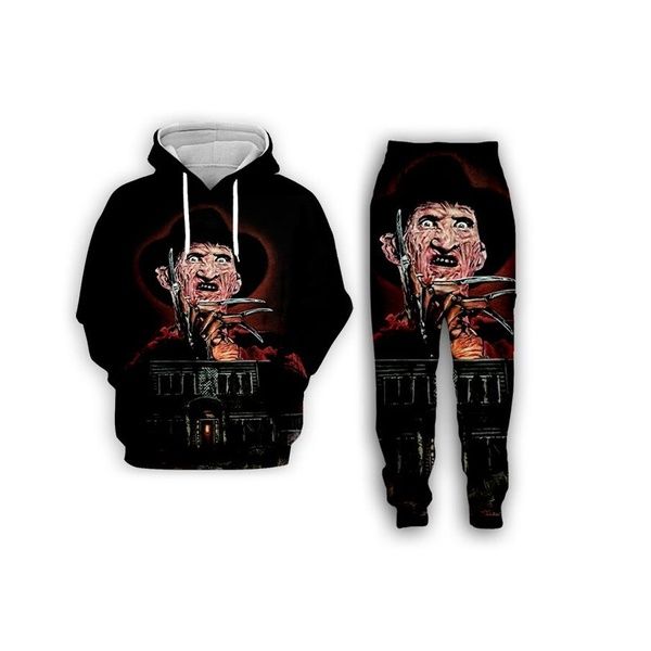 

new fashion mens/womens a nightmare on elm street freddy krueger funny 3d print casual hoodie+pants s287, Gray