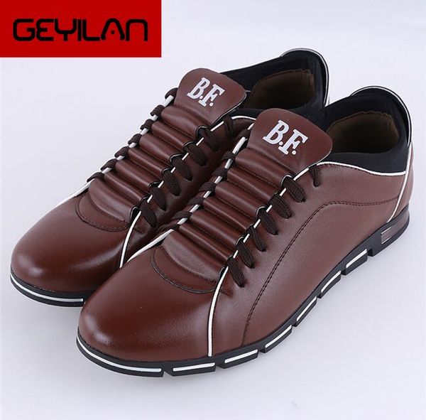 

2020 autumn new casual shoes mens leather flats lace-up shoes simple stylish male large sizes oxford for men, Black