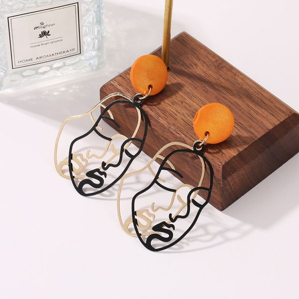 

new creative big earrings european and american ins net red personality abstract face syud earrings fashion jewelry for women, Golden;silver