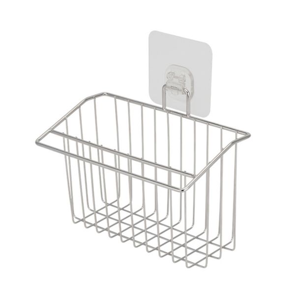 

practical storage buckle design stainless steel sink draining rack wall mount