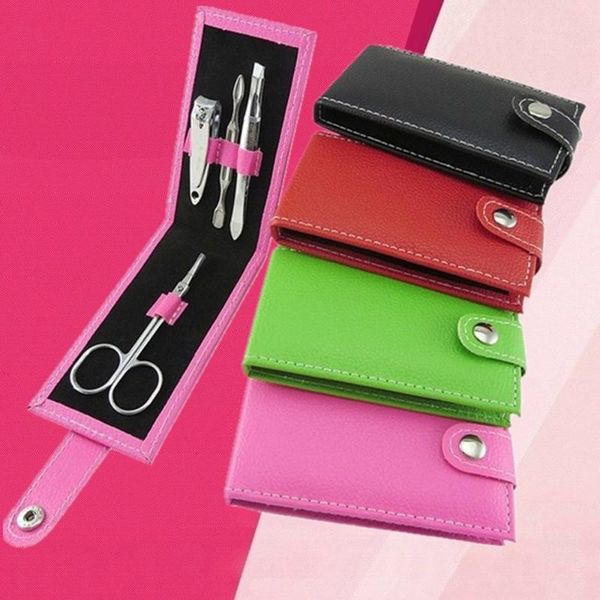 

4 in 1 kit professional nail clipper set nail tools pvc and high carbon steel 4 colors manicure pedicure set care tools