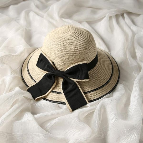 

summer sun hats for women large brim with ribbons bow beach hat cap ladies sun hat uv protect chapeu feminino, Blue;gray