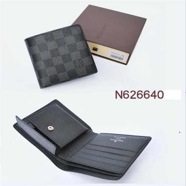 

2020 paris plaid style mens wallet famous men purse special canvas multiple short small bifold wallet with box, Red;black