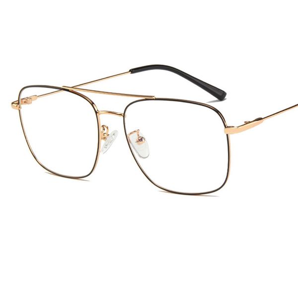 

men and women wild metal full frame flat mirror new double beam retro glasses can be equipped with myopia frames, Black