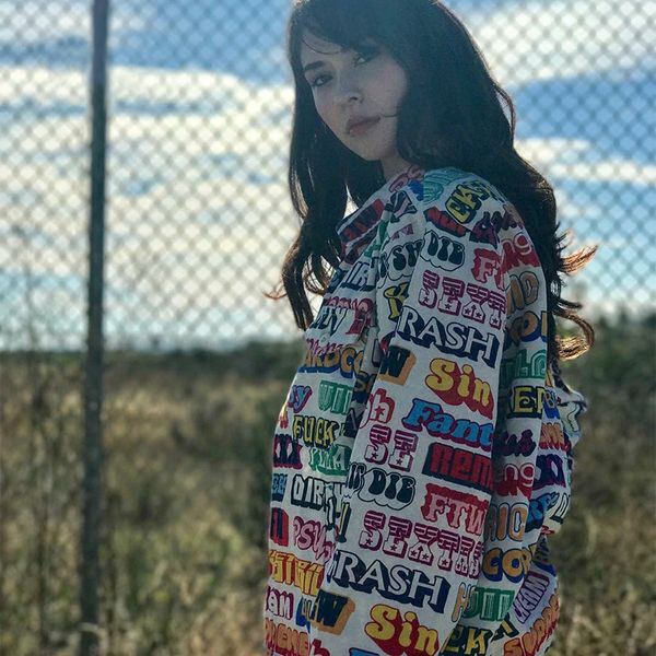 

19ss full of coloured letters doodling jackets print zipper lapel neck men women casual street hip hop coat spring autumn o, Black;brown
