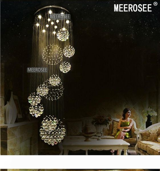 

modern large lights fixture for lobby, staircase, stairs, foyer long spiral crystal light lustre ceiling lamp