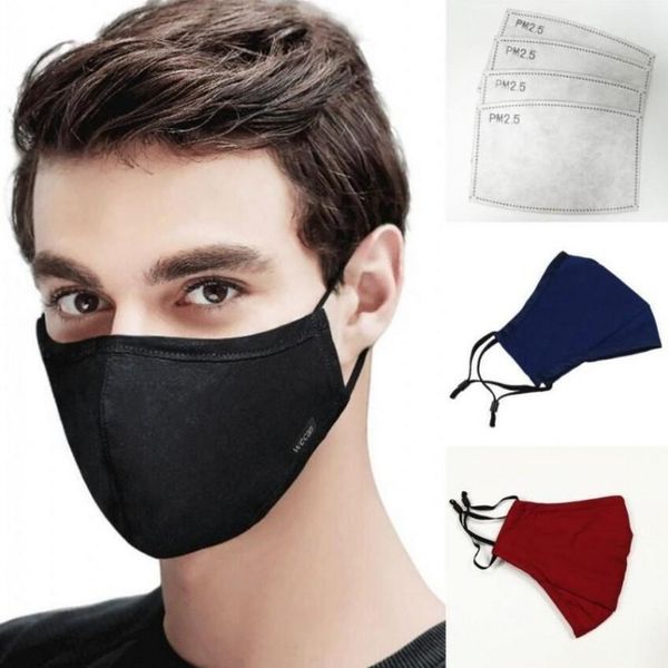 

2020 Designer Washable Reusable Face Mask Anti Pollution Cotton Mouth Masks With Pm2.5 Carbon Filters Anti Dust Respirator Cloth Mask