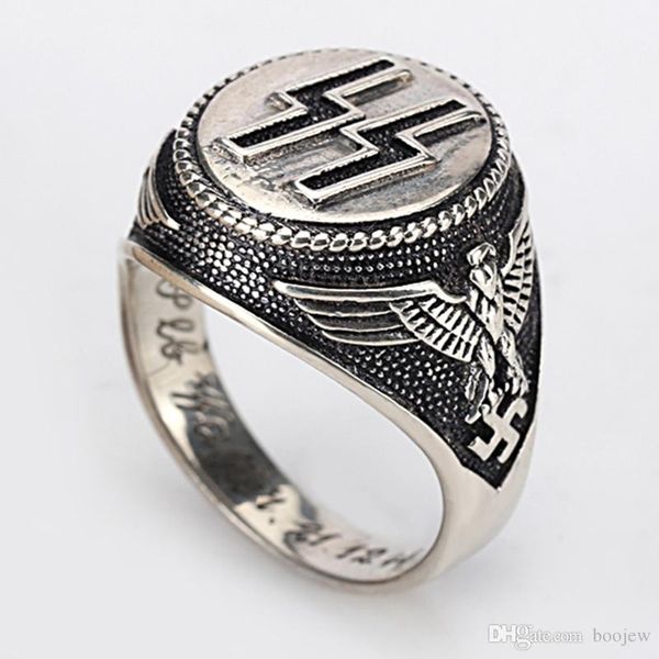 

authentic 100% 925 sterling silver jewelry 925 punk style silver ring black men engrave jewelry, Golden;silver