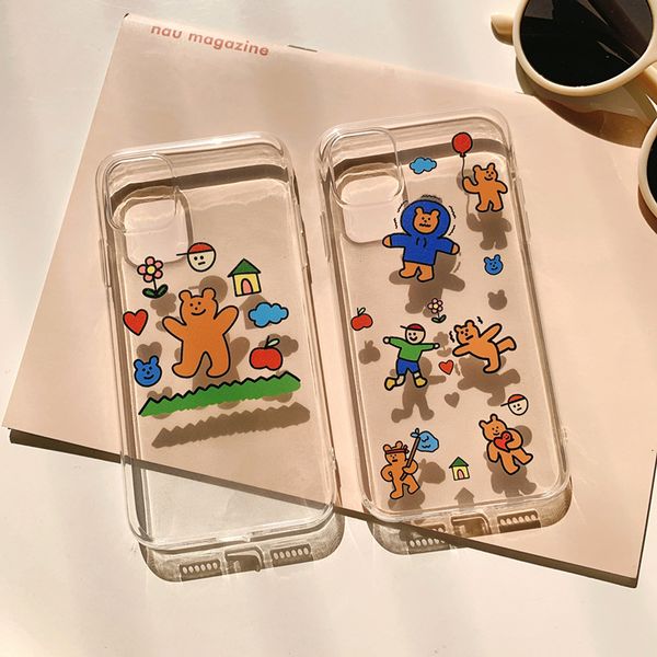

мультфильм ретро простой медведь кукла симпатичные телефон чехол для iphone 11 pro max x xr силиконовый чехол для iphone case