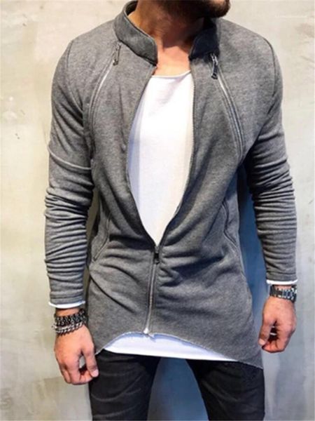 

одежда casual весна осень длинные пальто три zipper mens конструктора куртки нерегулярные хем моды homme, Black;brown