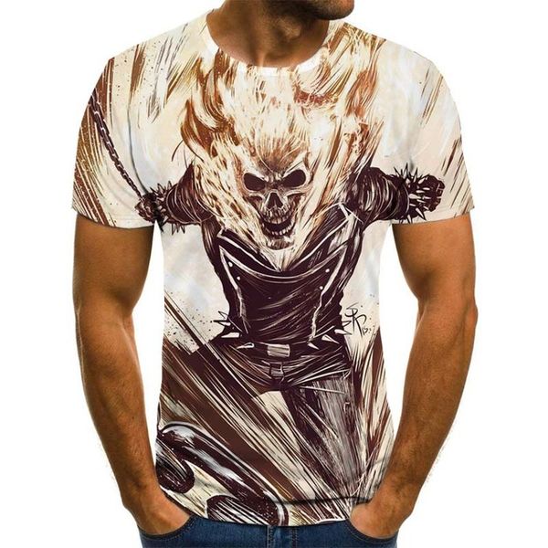 

2020men skull ghost rider cool 3d print shirts humor plus size funny men clothing