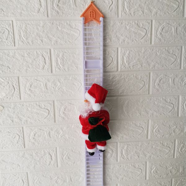 

drop ornament christmas decor with presents bag singing santa climbing ladder