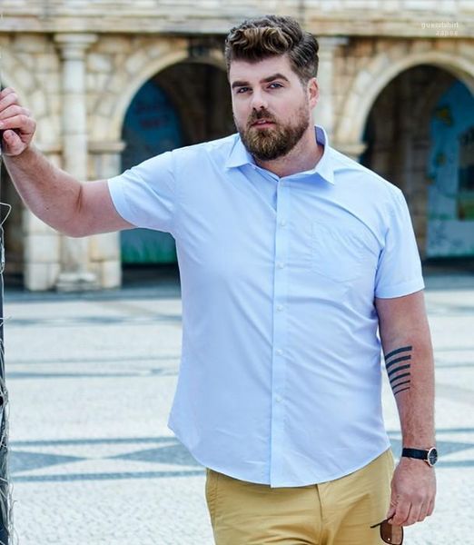 

short sleeved solid color shirt 5xl plus size business shirts men male dress shirt, White;black