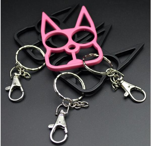 

new cat keychain ring buckle sefl-defense weapon toy model outdoor ring four finger tool fashion christmas gift self-defense key rings, Slivery;golden