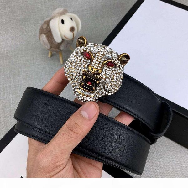 

full diamonds antique brass tiger head designer belts luxury belts men woman belt casual smooth buckle belt width about 38mm high quality, Black;brown