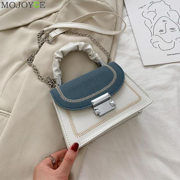 

fashion hit color women shoulder bags pleated handle pu leather chain handbags totes female casual handle crossbody pouch