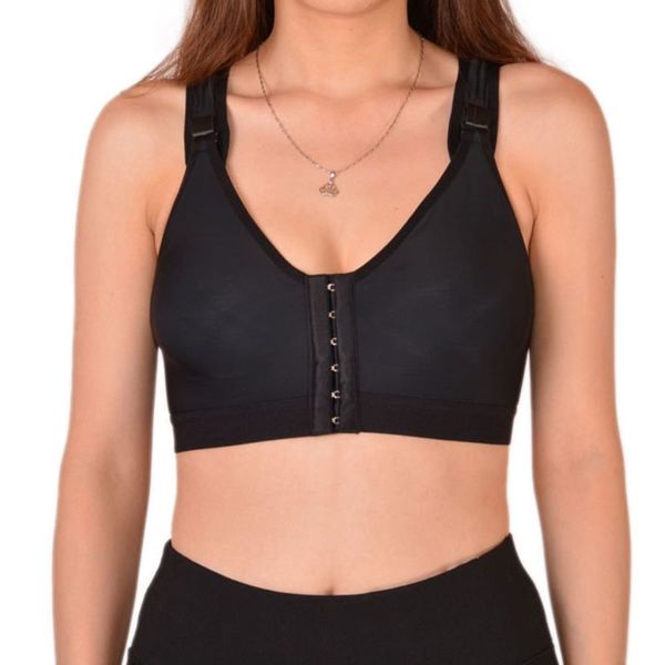 

women front closure sport bra adjustable strap racerback bralette, White;black