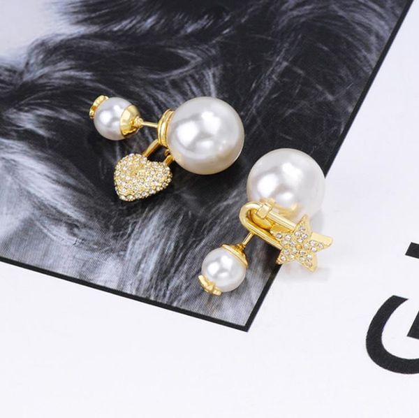 

super love star asymmetric pearl diamond designer earrings luxury designer jewelry women earrings, Golden
